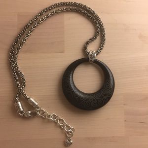 Brighton silver necklace with black loop pendant